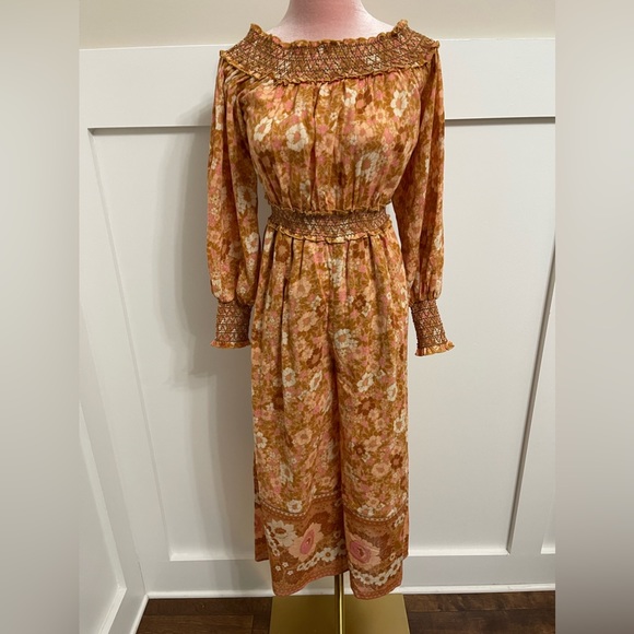 Spell & The Gypsy Collective Organic Cotton Peach Floral Anne Jumpsuit Size XS - Picture 3 of 13